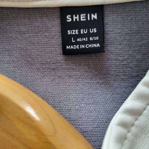 SHEIN Easy Wear Color Block B/W Vegan Leather Jacket (Size 8/10) - Picture 2 of 14